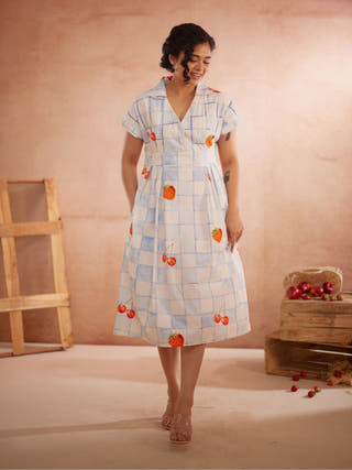 Cherri Hand-Embroidered Summer Midi Dress