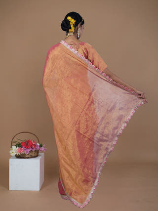 Arunika Pink Handwoven Tissue Saree