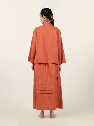 Archie Rust Skirt with Embroidery