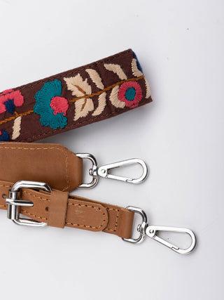 Malati Hand Embroidered Cotton Leather Camera Belt Sutanuti studio