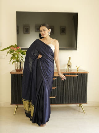 Navy Blue Modal Silk Saree