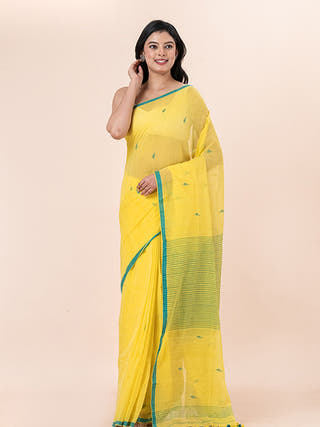 Mimosa - Pure Cotton Saree With Jamdani Motifs Without Blouse Piece