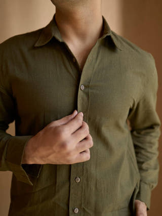 Wild Olive Cotton Linen Shirt