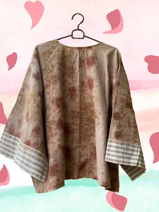 Ecoprinted Handwoven Breezy Jacket Pink & Brown Bageeya
