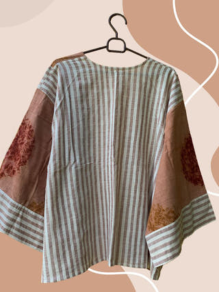 Ecoprinted Handwoven Breezy Jacket Yellow & Pink - Organic cotton Jumpsuit for women in Yellow & Pink color