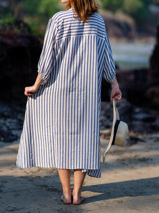 cotton handloom dress for women Aura Low Back Maxi Dress - White