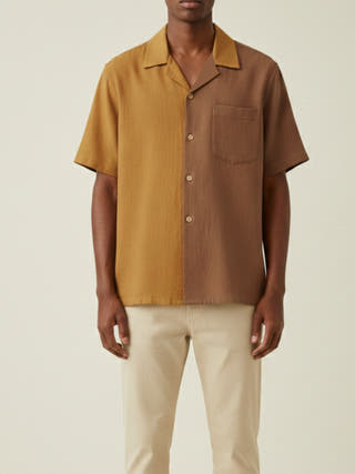 Brasa Duo-color Cuban Collar Shirt