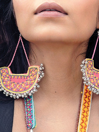 Chitrahaar Moon Earrings (Pink) Studio Naach