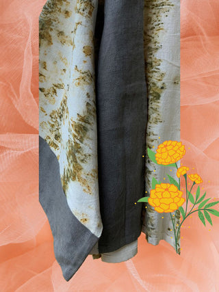 Ecoprinted Handwoven Breezy Jacket Yellow & Grey Bageeya