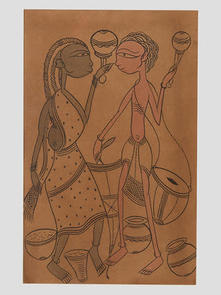 Santhal Art: Village Life 4 ARAVALI