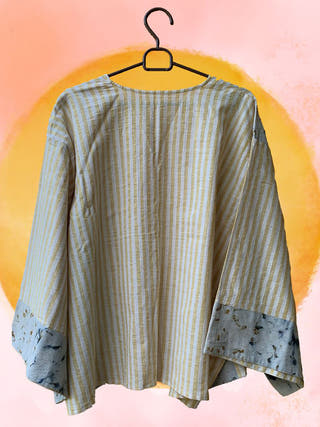 Ecoprinted Handwoven Breezy Jacket Yellow - Organic Cotton Jumpsuit for women in yellow color