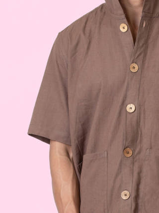 Nomad Brown Hooded Shirt