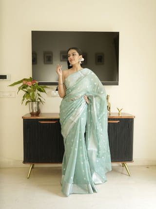 Turqoise Banarasi Silk Saree