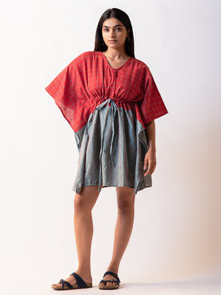 Dobby Free Size Kaftan Dress Red