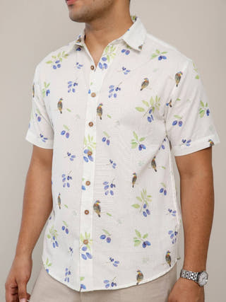 White Jamun Half Sleeve Shirt