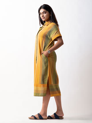 Kimono Midi Dress Mustard