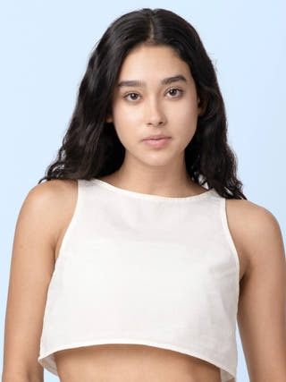 Sol - Natural Sleeveless Crop Top