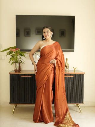 Brown Modal Silk Saree