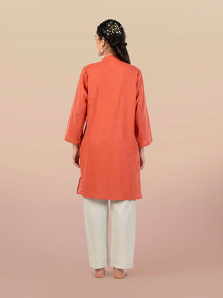 Kora Cotton-Linen Tunic with Modern Tibetan Collar