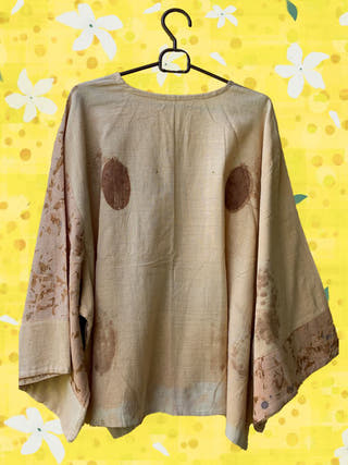 Ecoprinted Handwoven Breezy Jacket Beige - Organic Cotton Jumpsuit for women in beige color