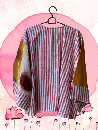 Ecoprinted Handwoven Breezy Jacket - Organic Cotton Jumpsuit for women in multi color