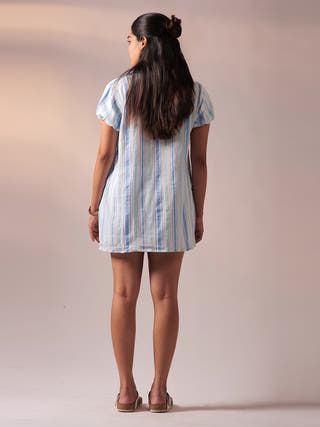 Hues Shirt Short Set Blue & White