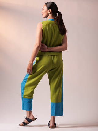 Half n Half Top Pant Set Green