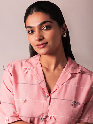 Knotty Top Skirt Set Pink