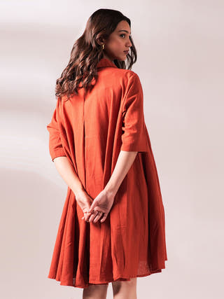 Sunset Free Size Dress Rust