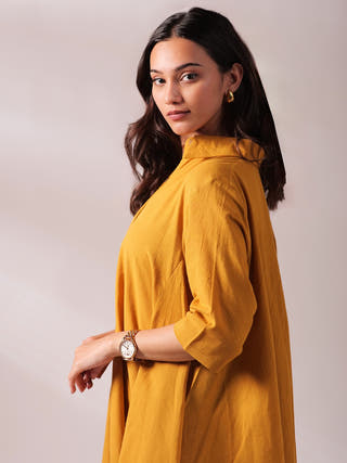 Sunset Free Size Dress Mustard