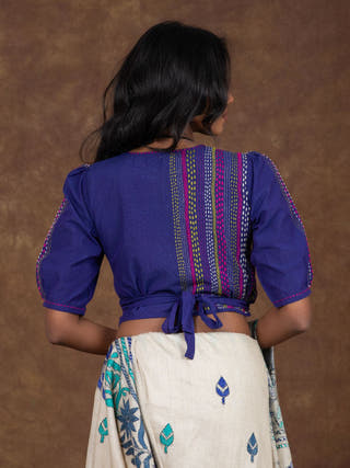 Hand Embroidered Cotton Dori Blouse | Purple