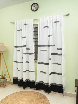 Toda Door Curtain Black and White
