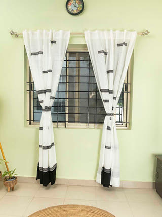 Toda Door Curtain Black and White