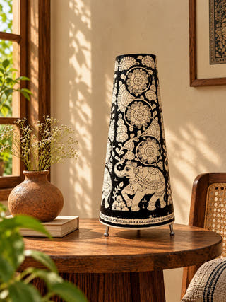 Elephant Flower Tholu Bommalata Table Lamp