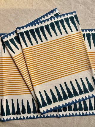 Striped placemats Set of 2 Mustard & Blue ARRAS