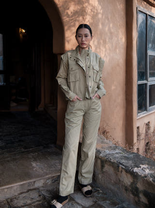 Khaki Sheldon Cropped Jacket