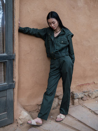 Deep Green Sheldon Cropped Jacket