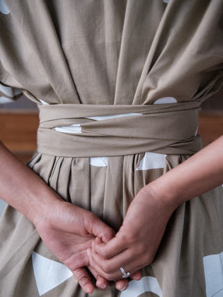 Khaki Triangle Printed Berlin Shawl Collar