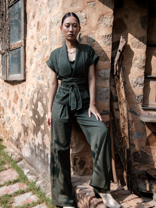 Deep Green Berlin Shawl Collar