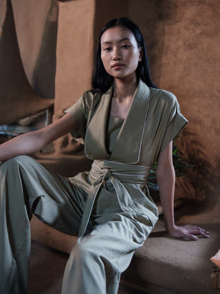 Khaki Berlin Shawl Collar