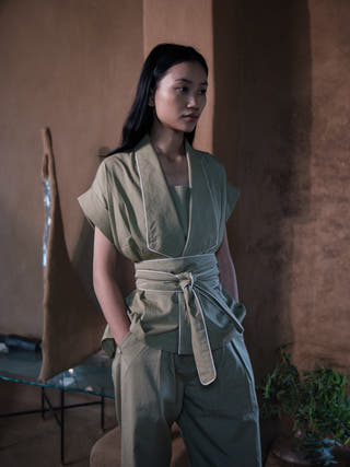 Khaki Berlin Shawl Collar