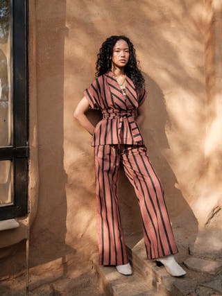 Copper Stripes Berlin Shawl Collar