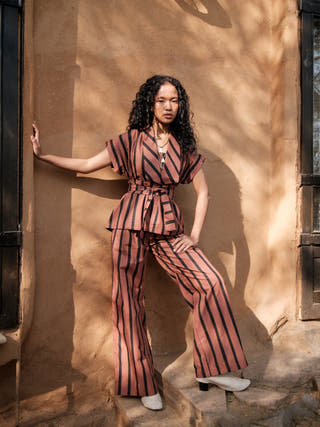 Copper Stripes Berlin Shawl Collar