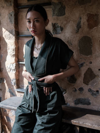 Deep Green Berlin Shawl Collar