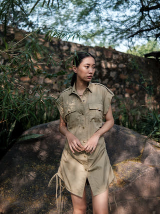 Khaki Sunrise Gather Shirt