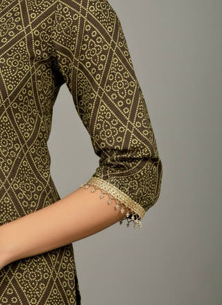 Ruhani Olive Weave Kurti