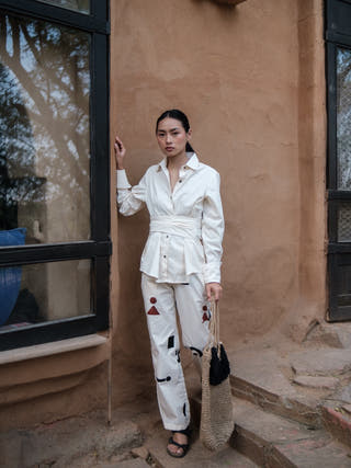 Ecru Nara Front Knot Shirt