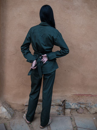 Deep Green Nara Front Knot Shirt