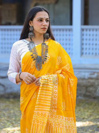 Harita Khadi Saree Yellow Agati