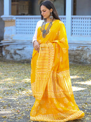 Harita Khadi Saree Yellow Agati